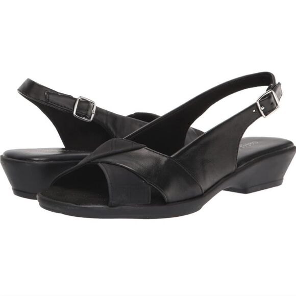 New Easy Street Drew wide Heeled Sandal Black SLINGBACK Open Toe comfortable 8 - Picture 7 of 8